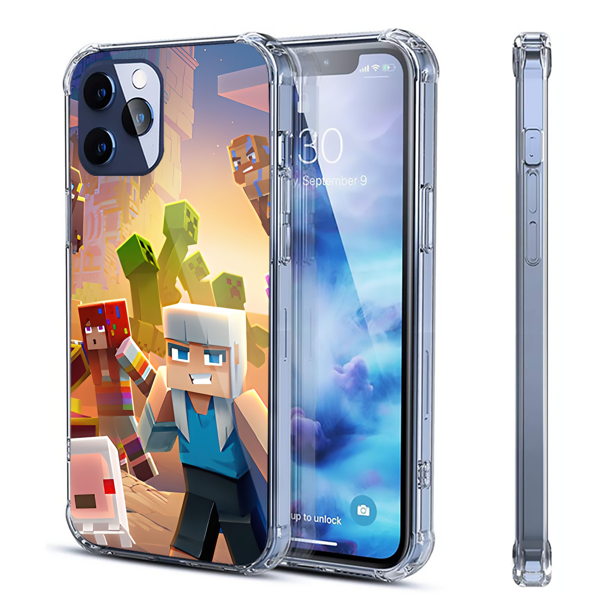 （画像用） マインクラフト ブロックの世界 Minecraft MC Block world 【iPhone 12シリーズ対応】透明スマホケース（クリアソフトケース）